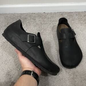 Birkenstock London Clog Black Nubuck Leather EU 45 Regular Width Men’s US 12